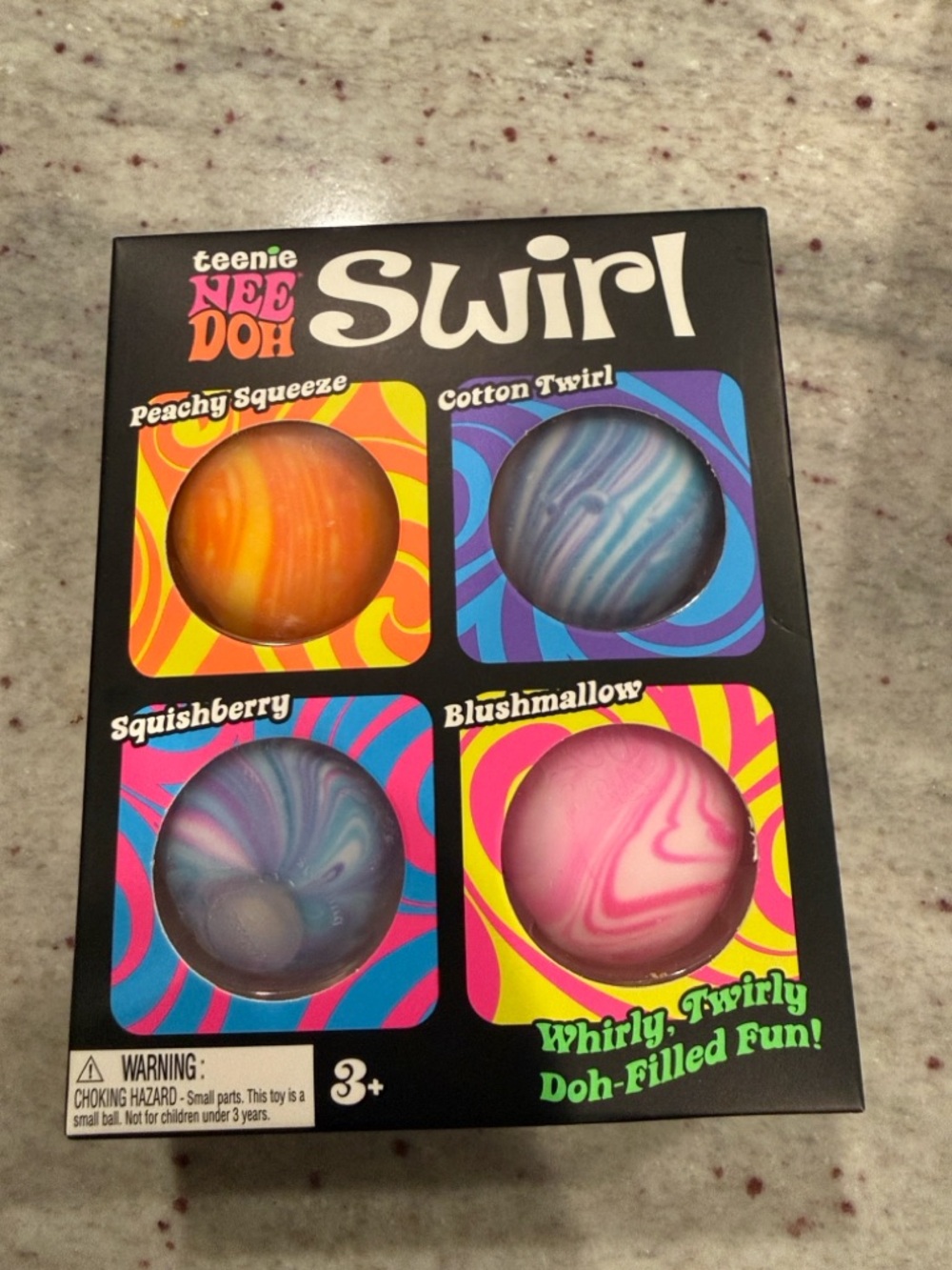 Teenie NeeDoh Swirl Doh-Filled Balls - Peachy, Blue, Purple, Pink